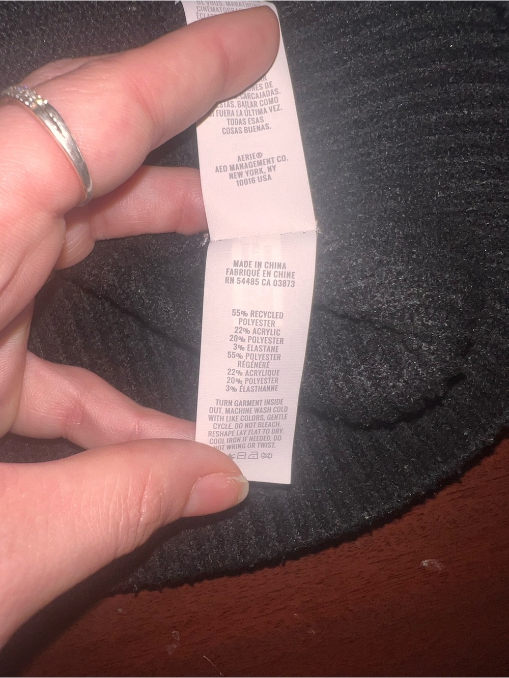 aerie Black Crewneck Sweater with White Stripes - Picture 4 of 4